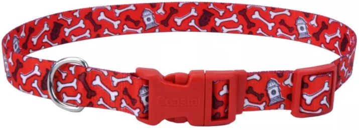 Coastal Pet Styles Adjustable Dog Collar Red Bones