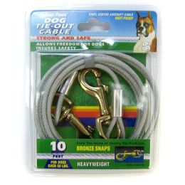 Four Paws Dog Tie Out Cable - Heavy Weight - Black (size: 10' Long Cable)