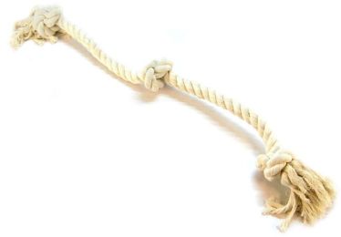 Flossy Chews 3 Knot Tug Toy Rope for Dogs - White (size: X-Large (36" Long))