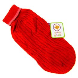 Fashion Pet Cable Knit Dog Sweater - Red (size: Small (10"-14" From Neck Base to Tail))