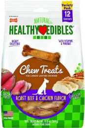 Nylabone Natural Healthy Edibles Variety Pack - Roast Beef & Chicken (size: Regular - 12 Pack)