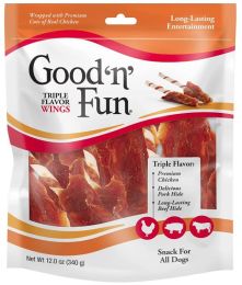 Healthy Hide Good n Fun Triple-Flavor Wings Chicken, Pork and Beef Hide (size: 36 oz (3 x 12 oz))