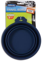Petmate Round Silicone Travel Pet Bowl Blue (size: Large - 10 count)