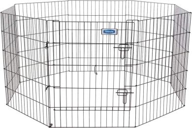 Petmate Exercise Pen Single Door with Snap Hook Design and Ground Stakes for Dogs Black (size: 30" tall - 1 count)