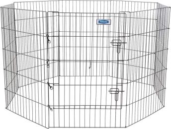 Petmate Exercise Pen Single Door with Snap Hook Design and Ground Stakes for Dogs Black (size: 36" tall - 1 count)