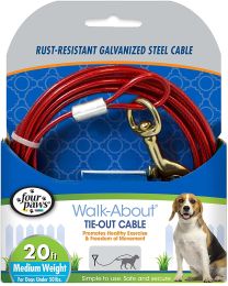 Four Paws Walk About Tie Out Cable Medium Weight for Dogs (size: 20' long - 3 count)