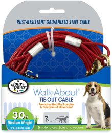 Four Paws Walk About Tie Out Cable Medium Weight for Dogs (size: 30' long - 3 count)