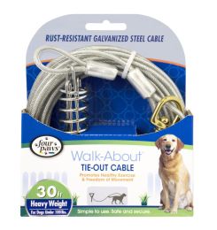 Four Paws Pet Select Walk-About Tie-Out Cable Heavy Weight for Dogs up to 100 lbs (size: 30' long - 3 count)