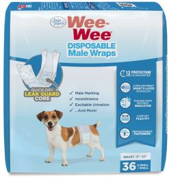 Four Paws Wee Wee Disposable Male Dog Wraps X-Small/Small (size: 108 count (3 x 36 ct))