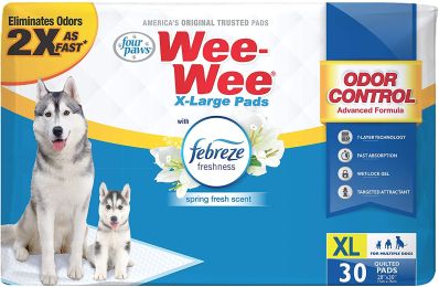 Four Paws Wee Wee Odor Control Pads with Fabreeze Freshness X-Large (size: 60 count (2 x 30 ct))