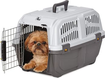 MidWest Skudo Travel Carrier Gray Plastic Dog Carrier (size: Small - 3 count)