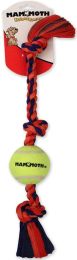 Mammoth Pet Flossy Chews Color 3 Knot Tug with Tennis Ball Mini Assorted Colors (size: 3 count)