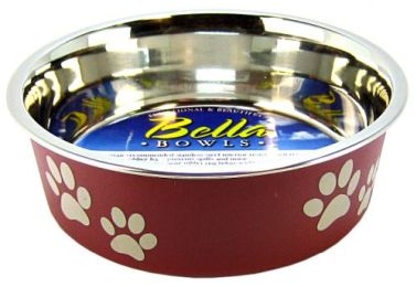 Loving Pets Merlot Stainless Steel Dish With Rubber Base (size: Small - 6 count)