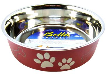 Loving Pets Merlot Stainless Steel Dish With Rubber Base (size: Medium - 15 count)