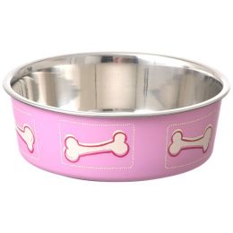 Loving Pets Bella Bowl with Rubber Base Coastal Pink (size: 3 count)