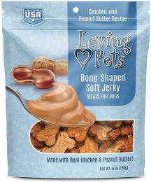 Loving Pets Bone-Shaped Soft Jerky Treats Peanut Butter (size: 108 oz (18 x 6 oz))