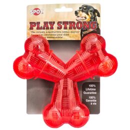 Spot Play Strong Rubber Trident Dog Toy Red (size: 3 count)